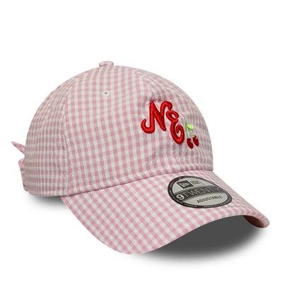 Pictured is this New Era Gingham Bowback 9TWENTY Adjustable cap in pastel pink. 4