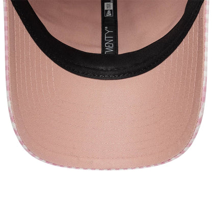 Pictured is this New Era Gingham Bowback 9TWENTY Adjustable cap in pastel pink. 7