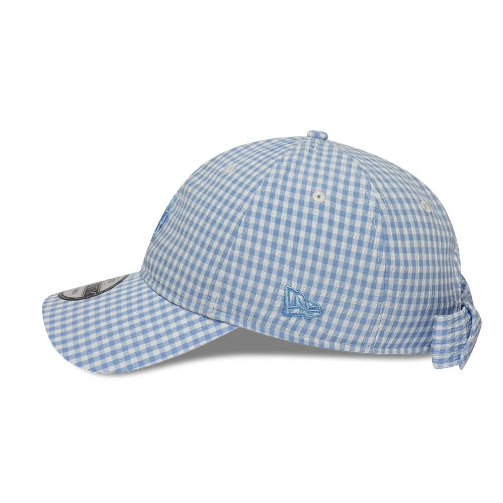 Pictured is this MLB Gingham Bowback LA Dodgers 9TWENTY Adjustable cap in pastel blue. 5