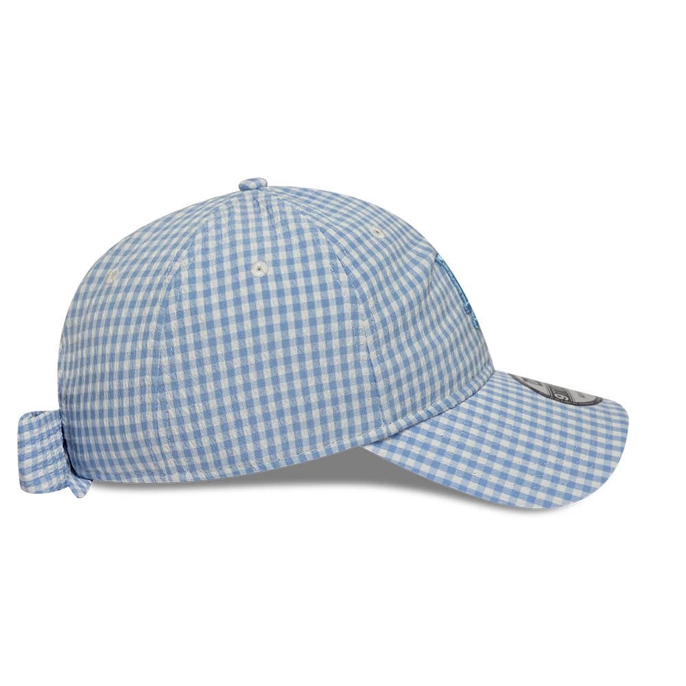 Pictured is this MLB Gingham Bowback LA Dodgers 9TWENTY Adjustable cap in pastel blue. 6