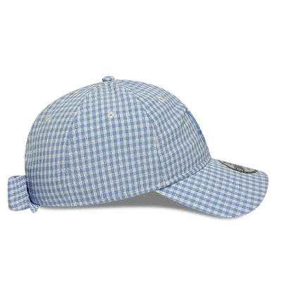 Pictured is this MLB Gingham Bowback LA Dodgers 9TWENTY Adjustable cap in pastel blue. 6