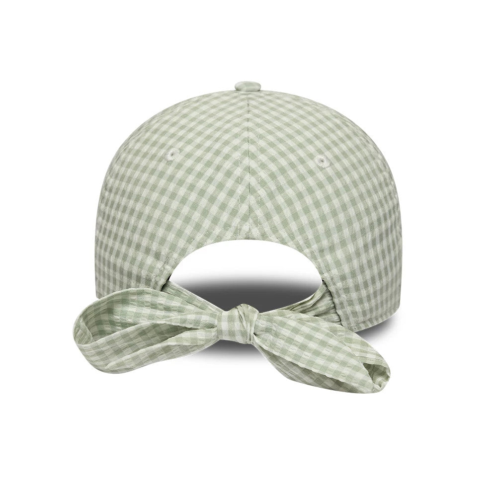 Pictured is this MLB Gingham Bowback Atlanta Braves 9TWENTY Adjustable cap in pastel green. 2
