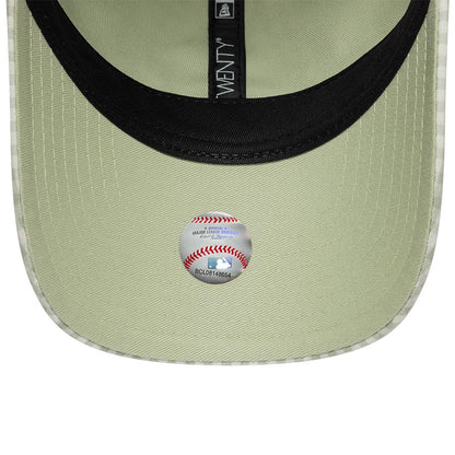 Pictured is this MLB Gingham Bowback Atlanta Braves 9TWENTY Adjustable cap in pastel green. 7