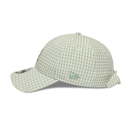 Pictured is this MLB Gingham Bowback Atlanta Braves 9TWENTY Adjustable cap in pastel green. 5