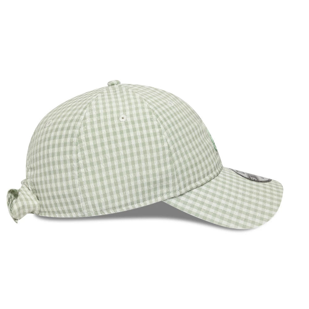 Pictured is this MLB Gingham Bowback Atlanta Braves 9TWENTY Adjustable cap in pastel green. 6