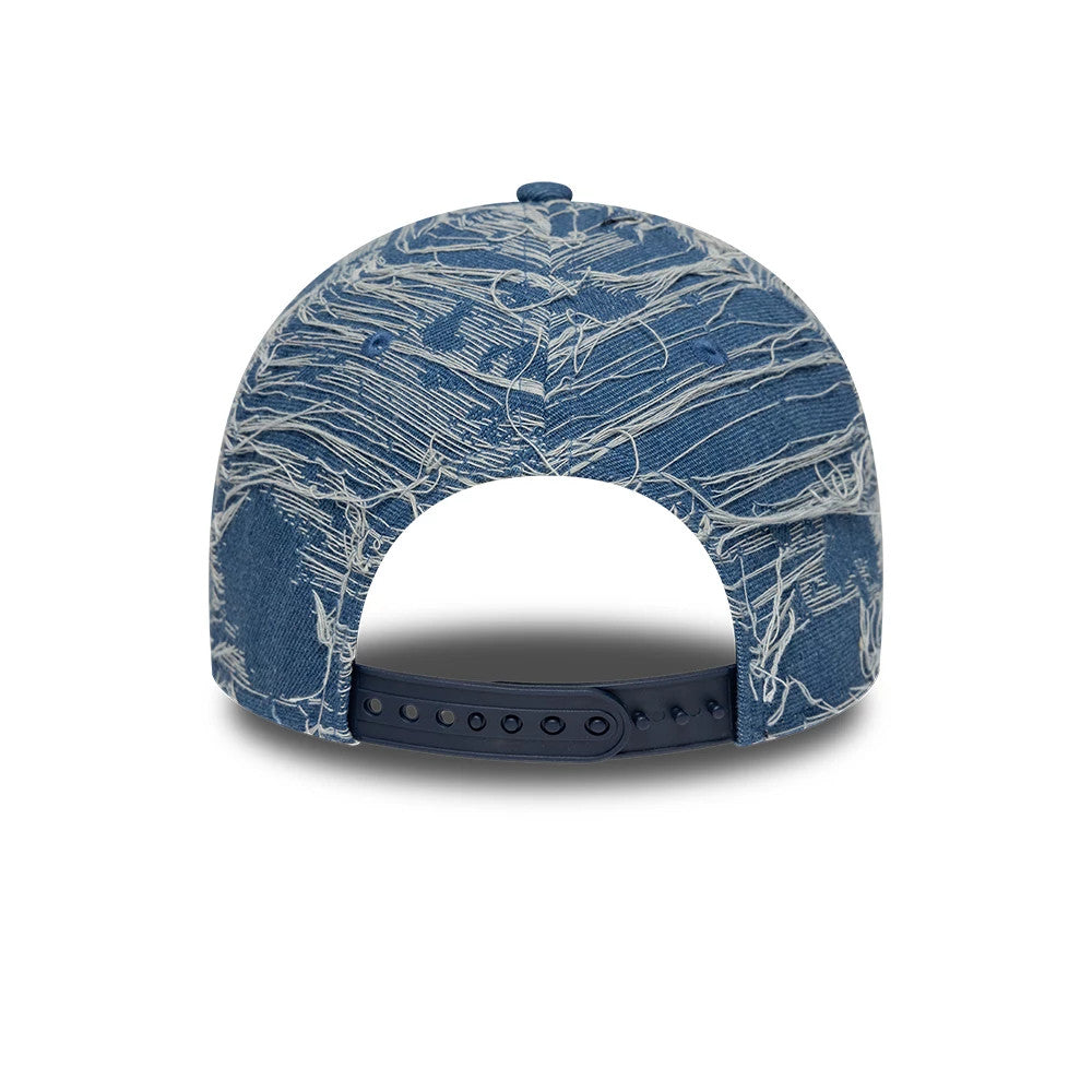 Pictured is this MLB Distressed Denim LA Dodgers 9FORTY E-Frame Adjustable cap in blue. 4