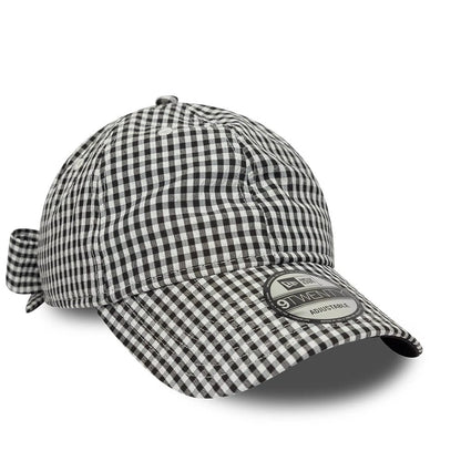 Pictured is this New Era Gingham Bowback 9TWENTY Adjustable cap in black. 4