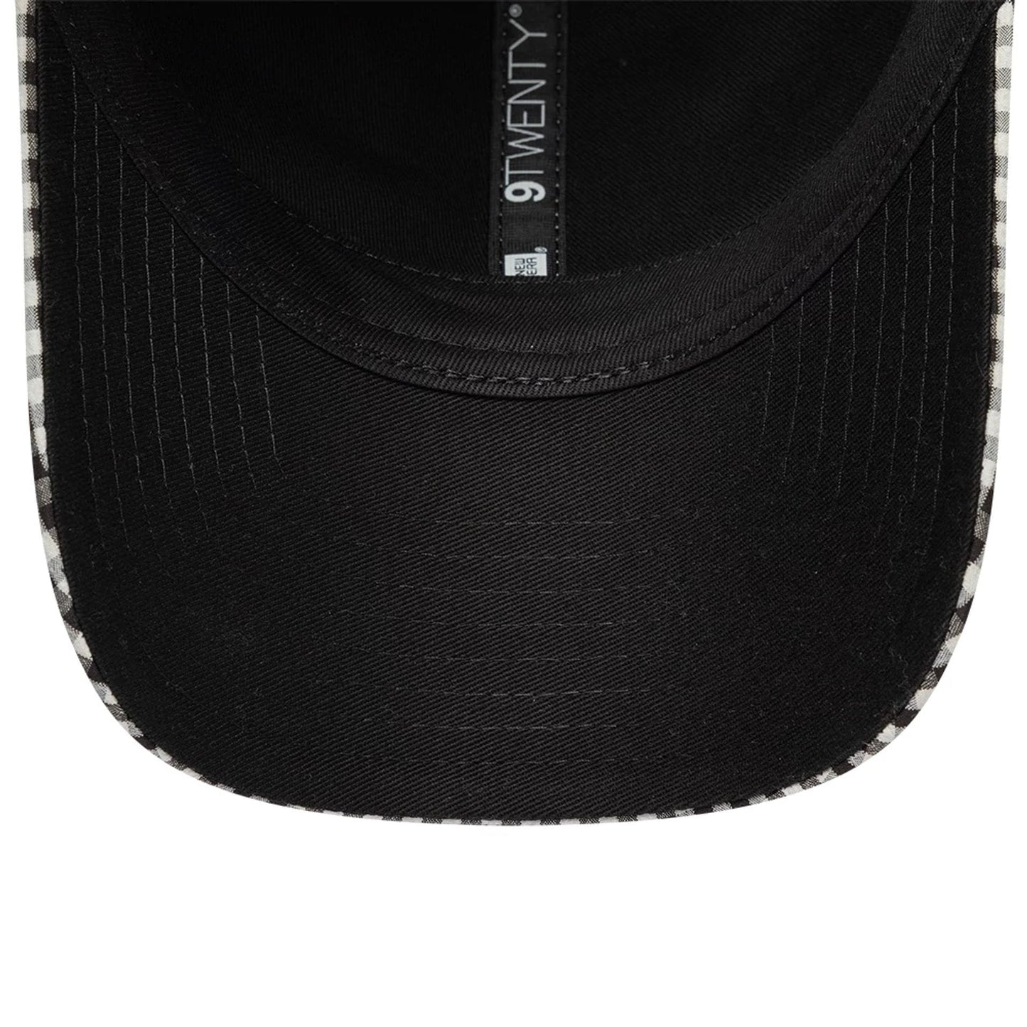 Pictured is this New Era Gingham Bowback 9TWENTY Adjustable cap in black. 7