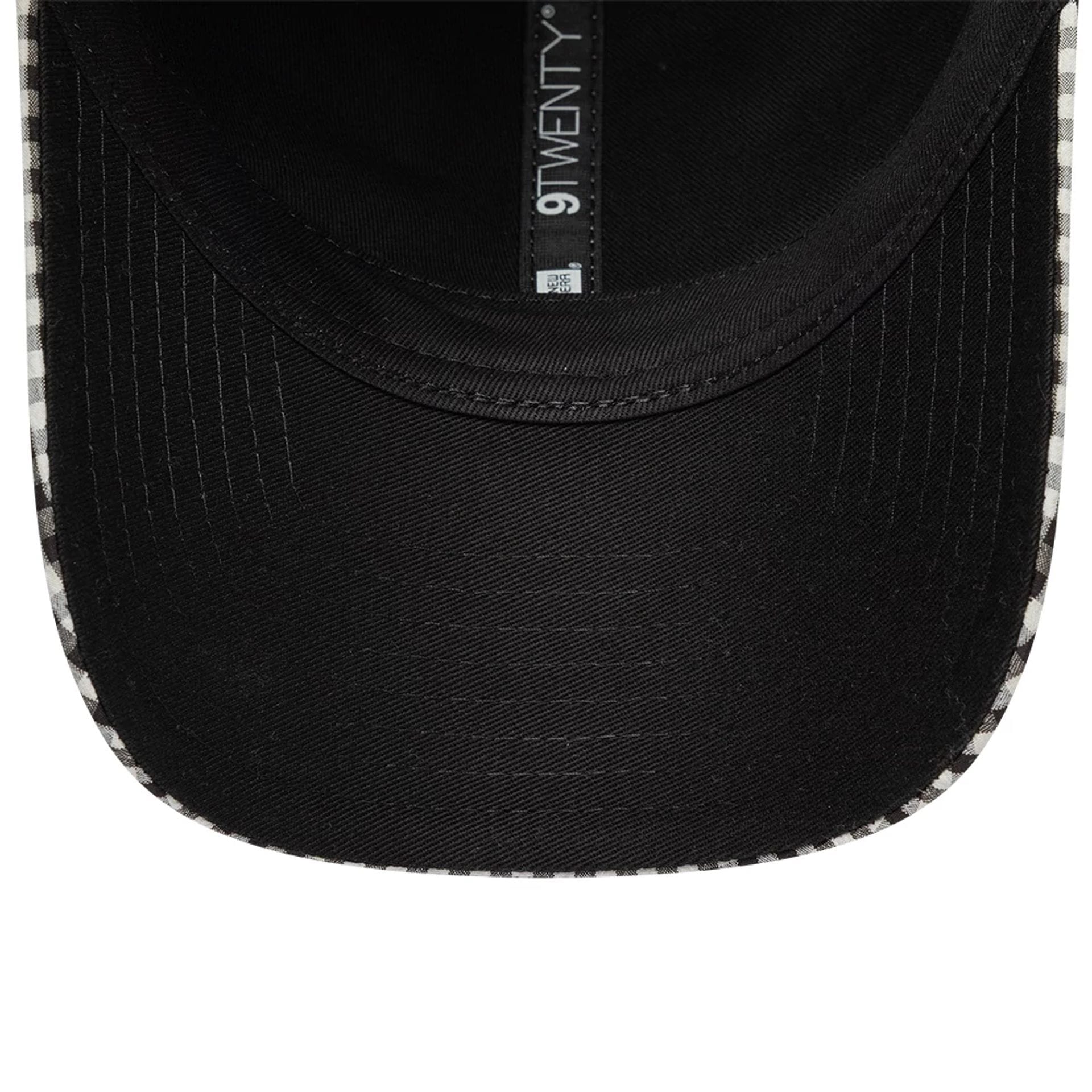 Pictured is this New Era Gingham Bowback 9TWENTY Adjustable cap in black. 7