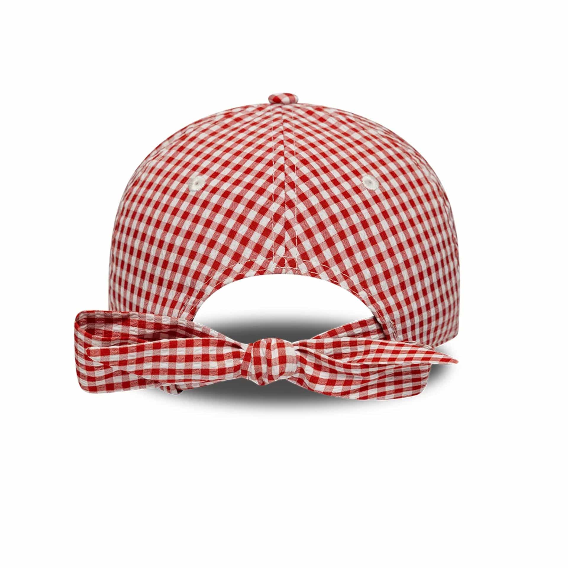 Pictured is this MLB Gingham Bowback New York Yankees 9TWENTY Adjustable cap in red. 2