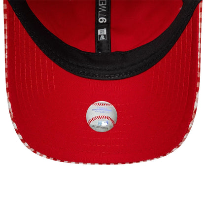 Pictured is this MLB Gingham Bowback New York Yankees 9TWENTY Adjustable cap in red. 7