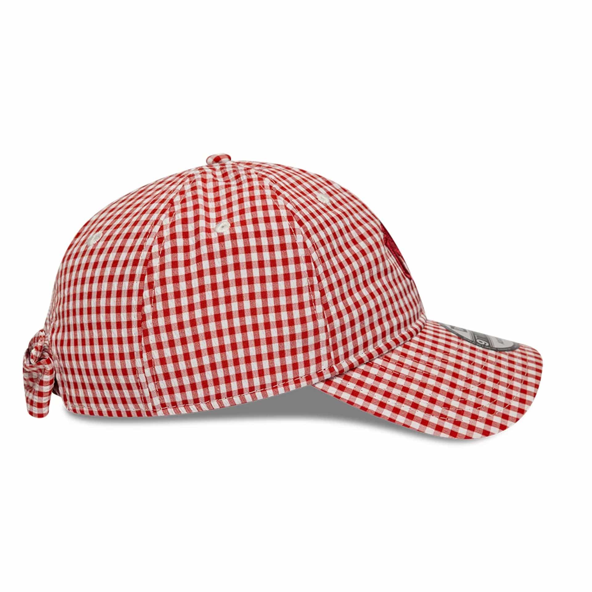 Pictured is this MLB Gingham Bowback New York Yankees 9TWENTY Adjustable cap in red. 6