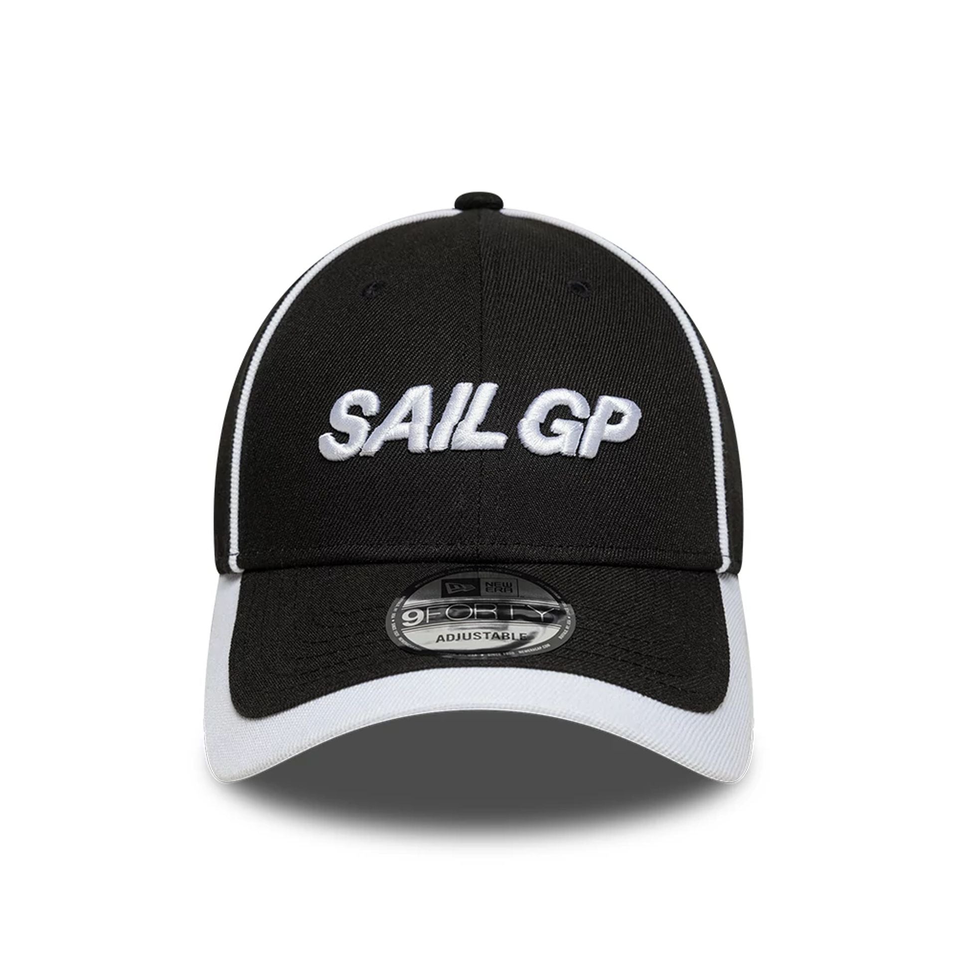 Pictured is this Repreve® Sail GP Piping 9FORTY cap in black. 2
