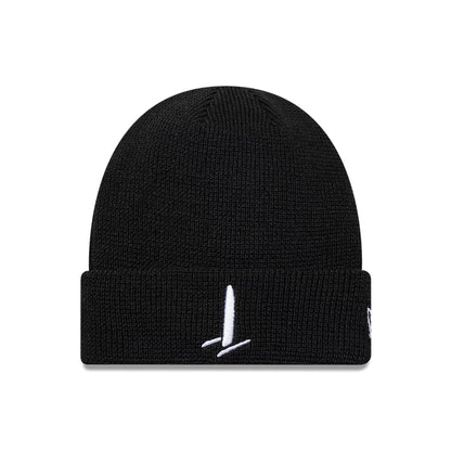 Pictured is this Waffle Sail GP Cuff Knit Beanie cap in black. 1