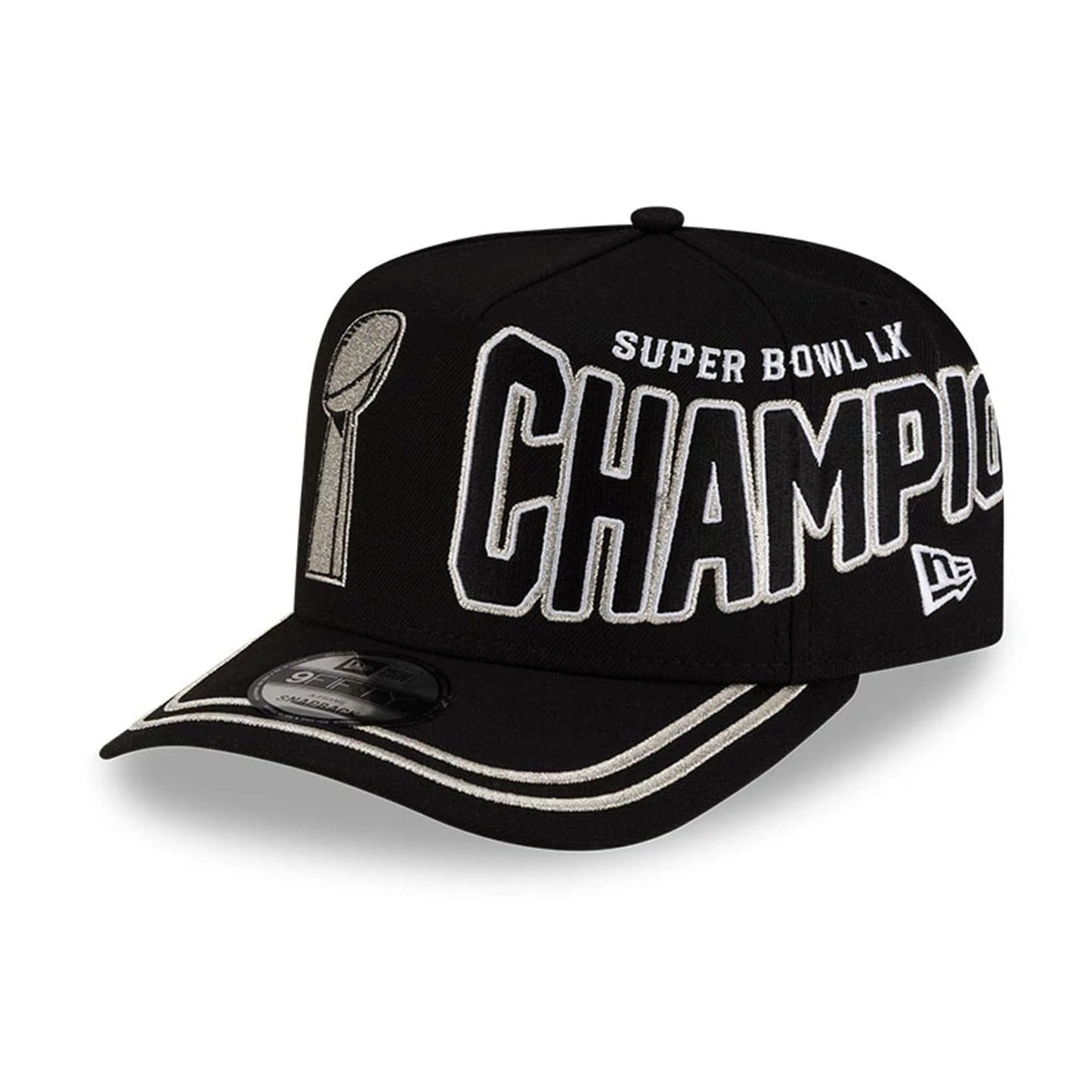 Pictured is this Seattle Seahawks NFL Super Bowl 2026 Parade 9FIFTY A-Frame Snapback cap in black. 4