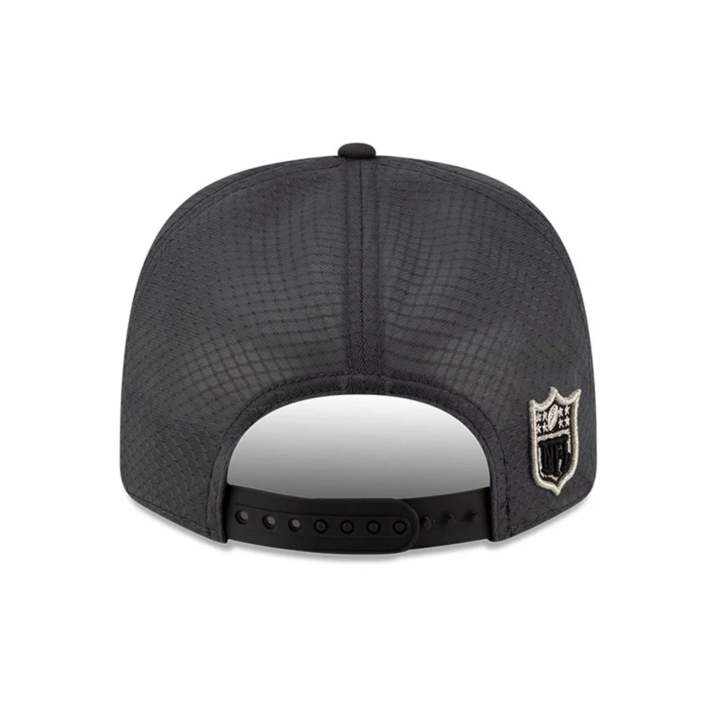 Pictured is this New England Patriots Super Bowl 2026 On Field Charcoal 9SEVENTY Stretch Snap Adjustable cap. 5