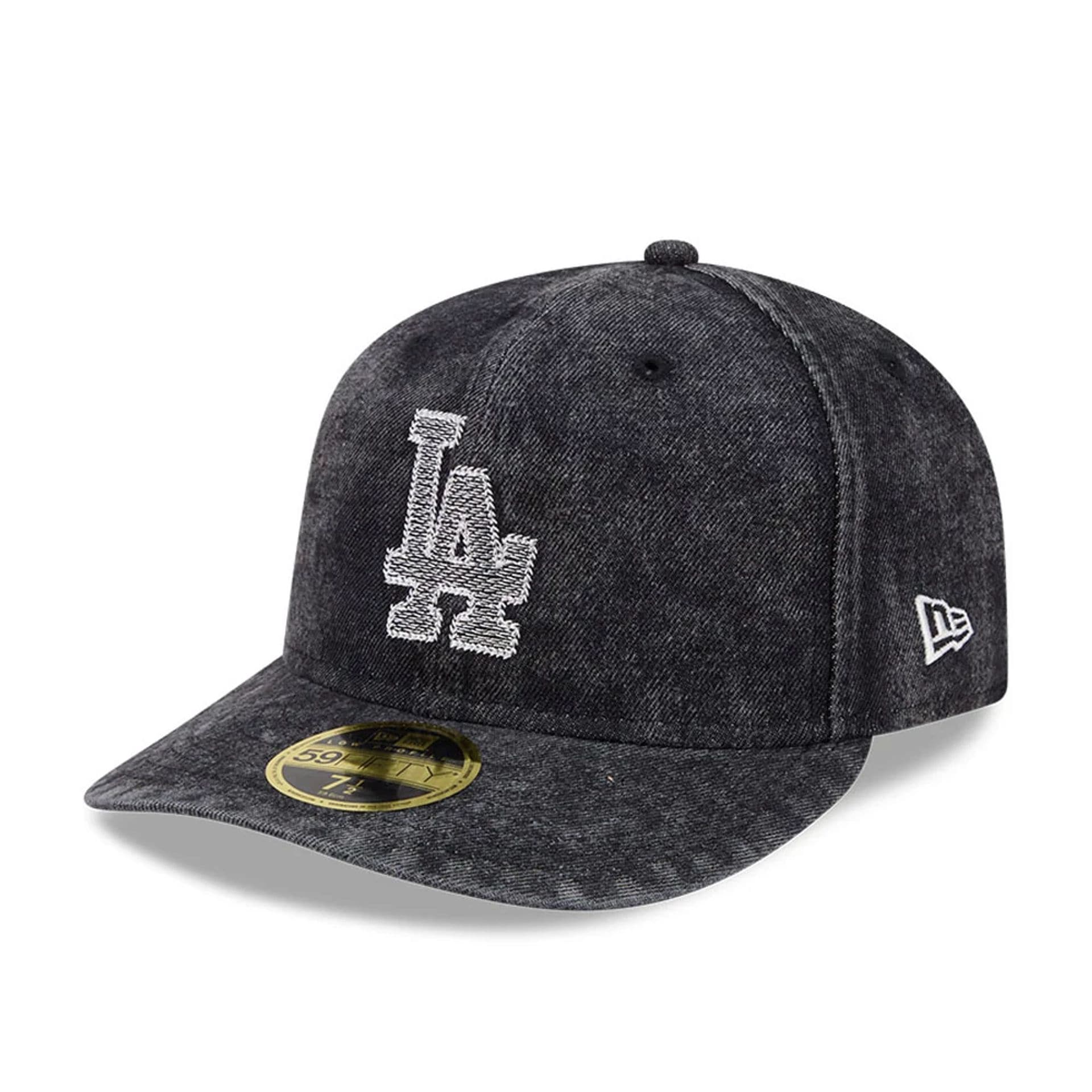Pictured is this MLB 59FIFTY Day LA Dodgers Low Profile 59FIFTY Fitted cap in black. 1