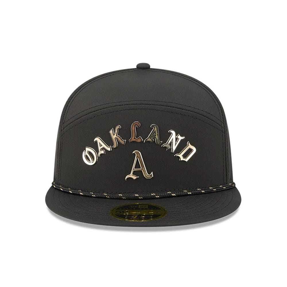 Pictured is this MLB 59FIFTY Day Athletics Split Panel 59FIFTY Fitted cap in black. 3