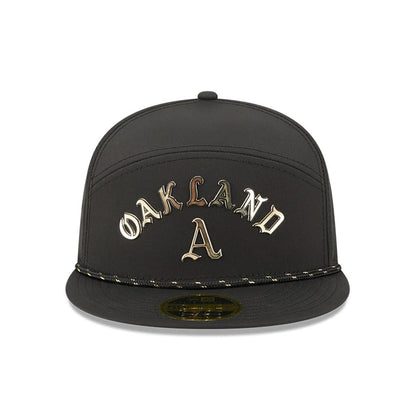 Pictured is this MLB 59FIFTY Day Athletics Split Panel 59FIFTY Fitted cap in black. 3