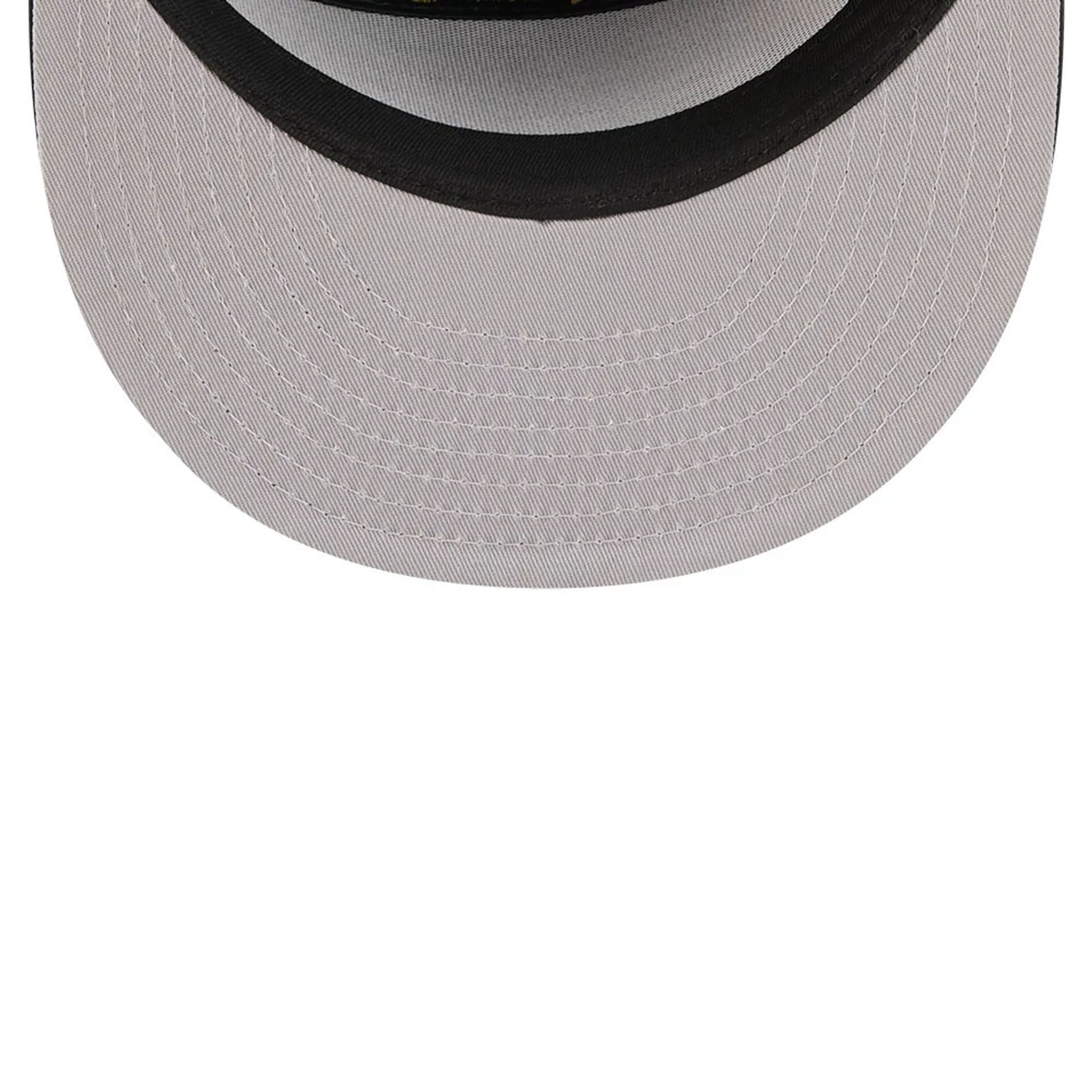 Pictured is this MLB 59FIFTY Day Athletics Split Panel 59FIFTY Fitted cap in black. 2