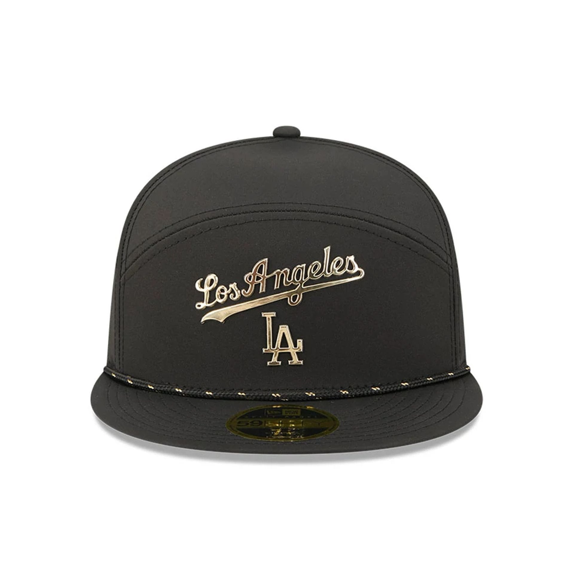 Pictured is this MLB 59FIFTY Day LA Dodgers Split Panel 59FIFTY Fitted cap in black. 3