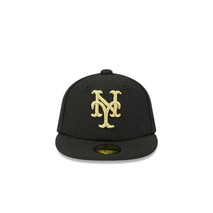 Pictured is this MLB 59FIFTY Day New York Mets Mini 59FIFTY Fitted cap in black. 2