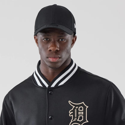 The model is wearing this MLB Jersey Bomber Detroit Tigers Jacket in black. 6