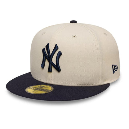 Pictured is this MLB Side Script New York Yankees 59FIFTY Fitted cap in Cream. 4