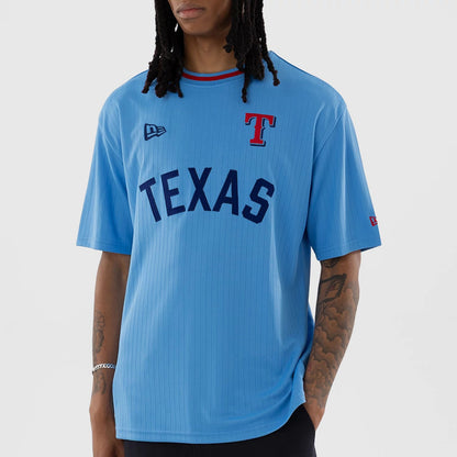 The model is wearing this MLB Texas Rangers Oversized T-Shirt in pastel blue. 7