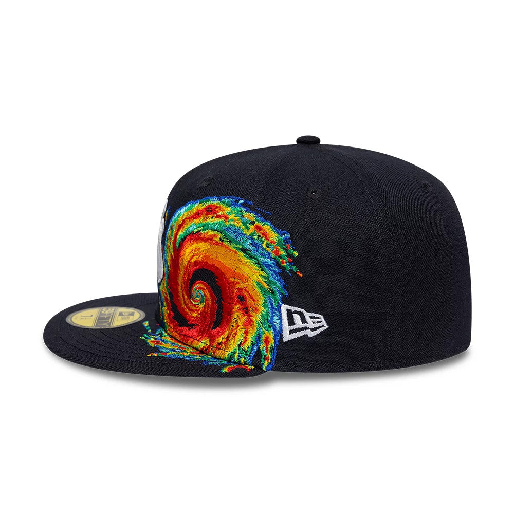 Pictured is this MLB Storm Pattern New York Yankees 59FIFTY Fitted cap in navy. 4