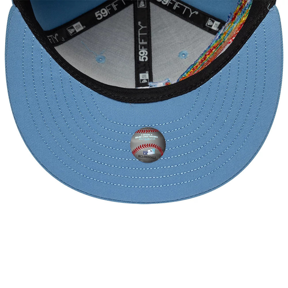 Pictured is this MLB Storm Pattern LA Dodgers 59FIFTY Fitted cap in pastel blue. 7