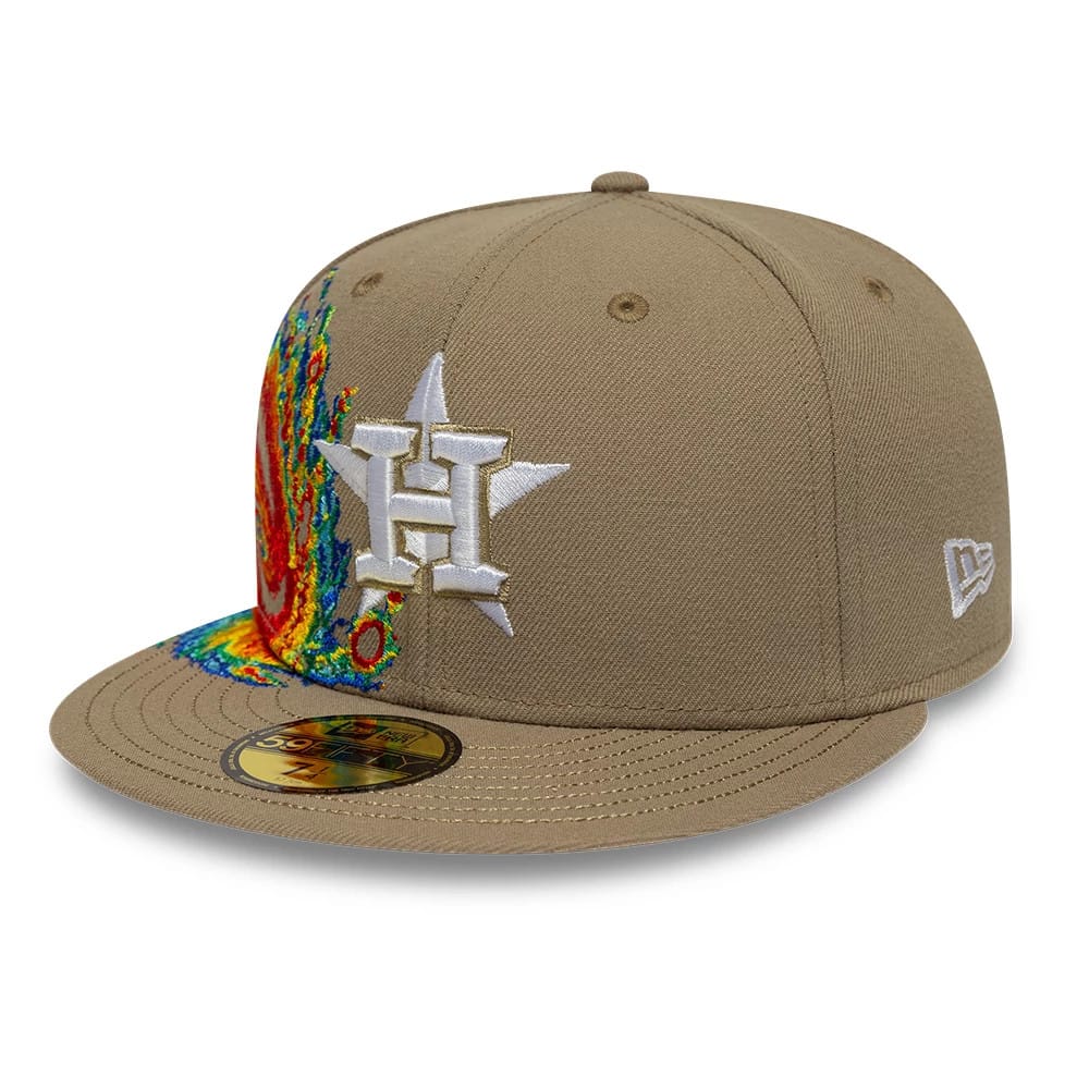 Pictured is this MLB Storm Pattern Houston Astros 59FIFTY Fitted cap in Beige. 3