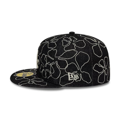 Pictured is this MLB Floral Denim Chicago White Sox 59FIFTY Fitted cap in black. 4
