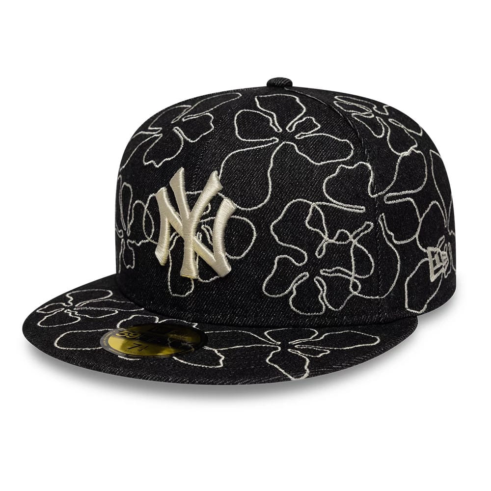 MLB Floral Denim New York Yankees Black 59FIFTY Fitted Cap | NEC EU