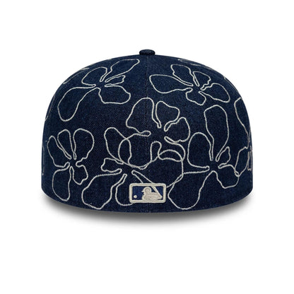 Pictured is this MLB Floral Denim LA Dodgers 59FIFTY Fitted cap in blue. 6