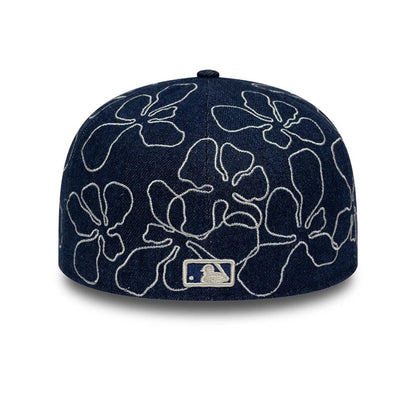 Pictured is this MLB Floral Denim LA Dodgers 59FIFTY Fitted cap in blue. 6