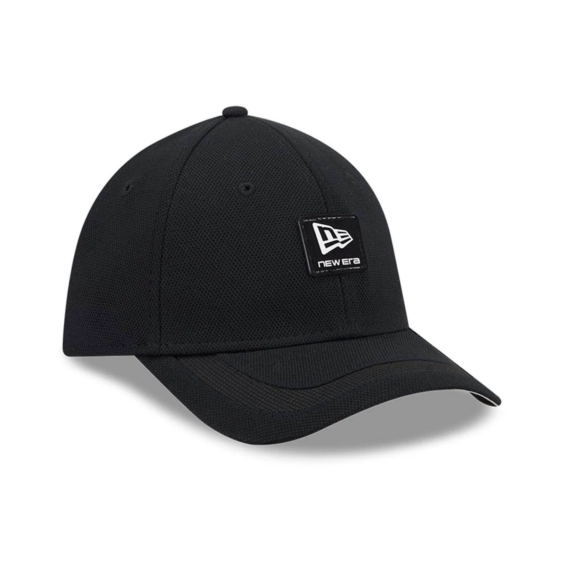 Pictured is this New Era Golf Rubber Patch 39THIRTY M-Crown Stretch Fit cap in black. 4