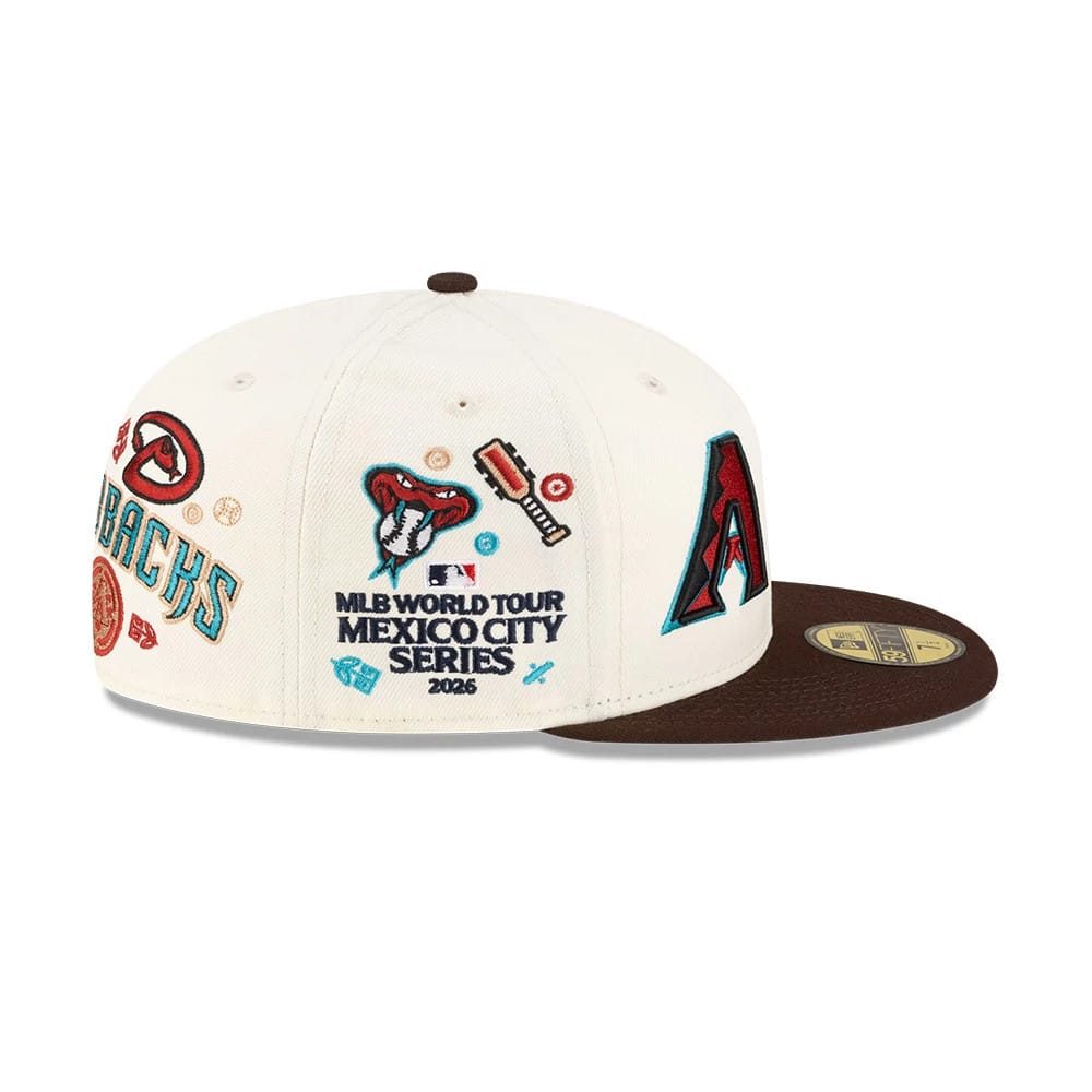 Pictured is this MLB Mexico City Series 2026 MLB All Over 59FIFTY Fitted cap in white. 7