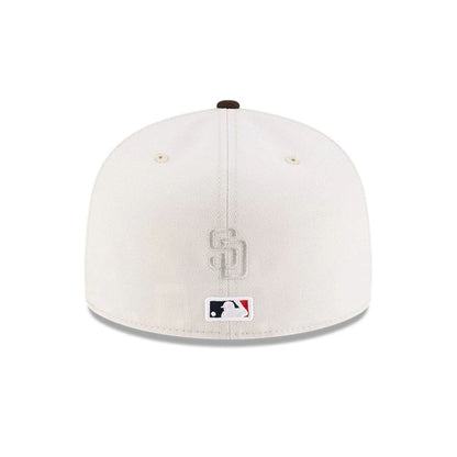 Pictured is this MLB Mexico City Series 2026 San Diego Padres 59FIFTY Fitted cap in light beige. 5