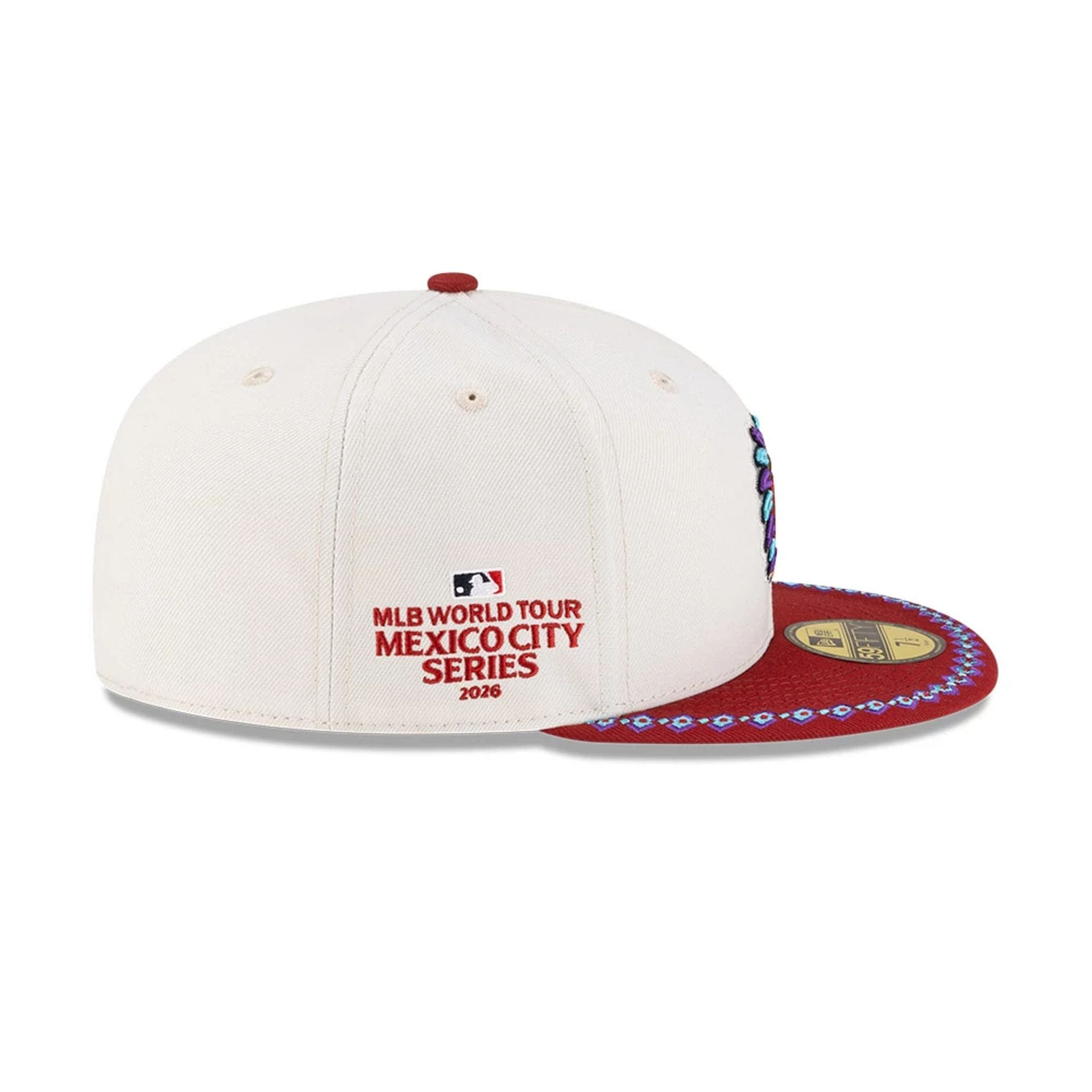 Pictured is this MLB Mexico City Series 2026 Arizona Diamondbacks 59FIFTY Fitted cap in White. 3
