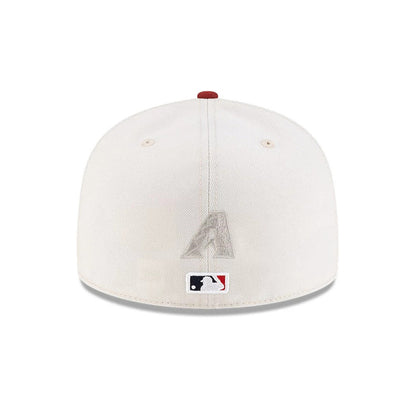 Arizona Diamondbacks MLB Mexico City Series 2026 White New Era 59FIFTY Fitted Cap, rear view showing the silver A logo embroidered at the centre back above the MLB Batterman logo, with two white eyelets.
