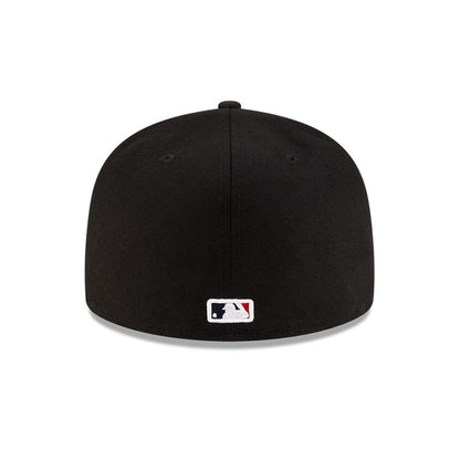 Pictured is this MLB Mexico City Series 2026 MLB Dueling League Logos 59FIFTY Fitted cap in black. 6