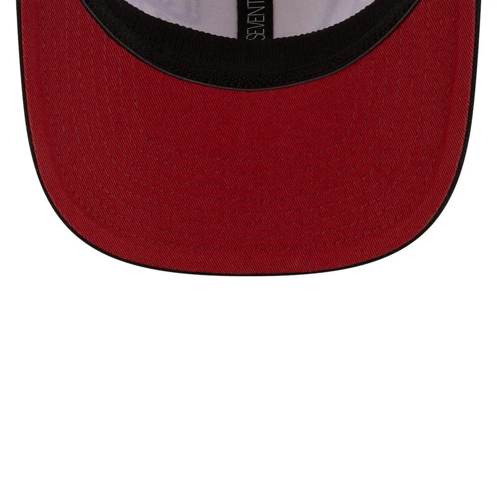Pictured is this MLB Mexico City Series 2026 MLB Dueling League Logos 9SEVENTY Stretch Snap Adjustable cap in light beige. 2