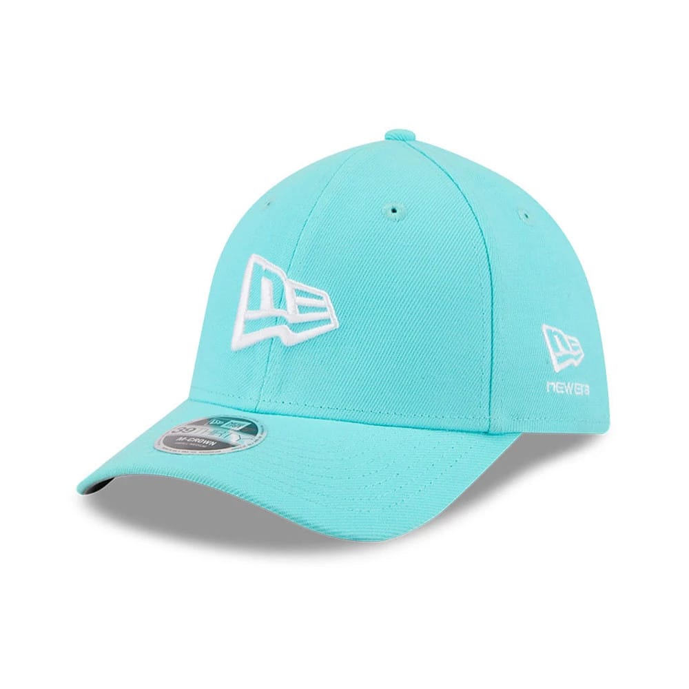 Pictured is this New Era Flag 39THIRTY M-Crown Stretch Fit cap in pastel blue. 1