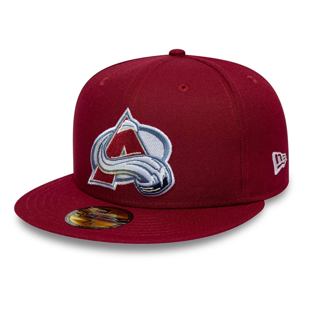 Pictured is this NHL Basic Colorado Avalanche 59FIFTY Fitted cap in dark red. 1