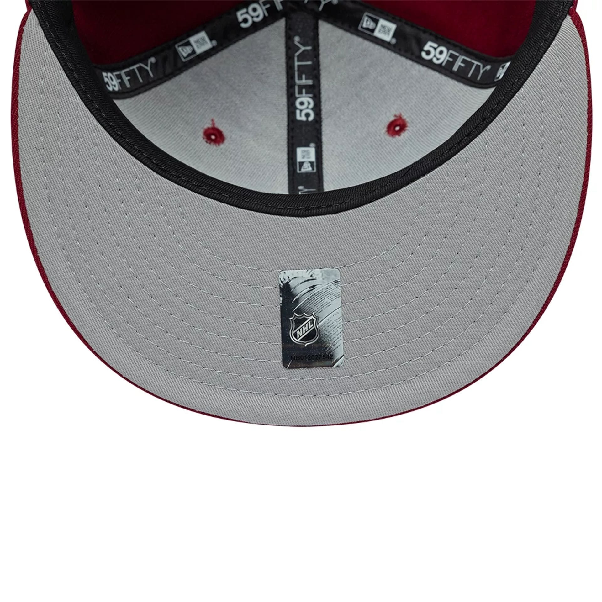 Pictured is this NHL Basic Colorado Avalanche 59FIFTY Fitted cap in dark red. 2