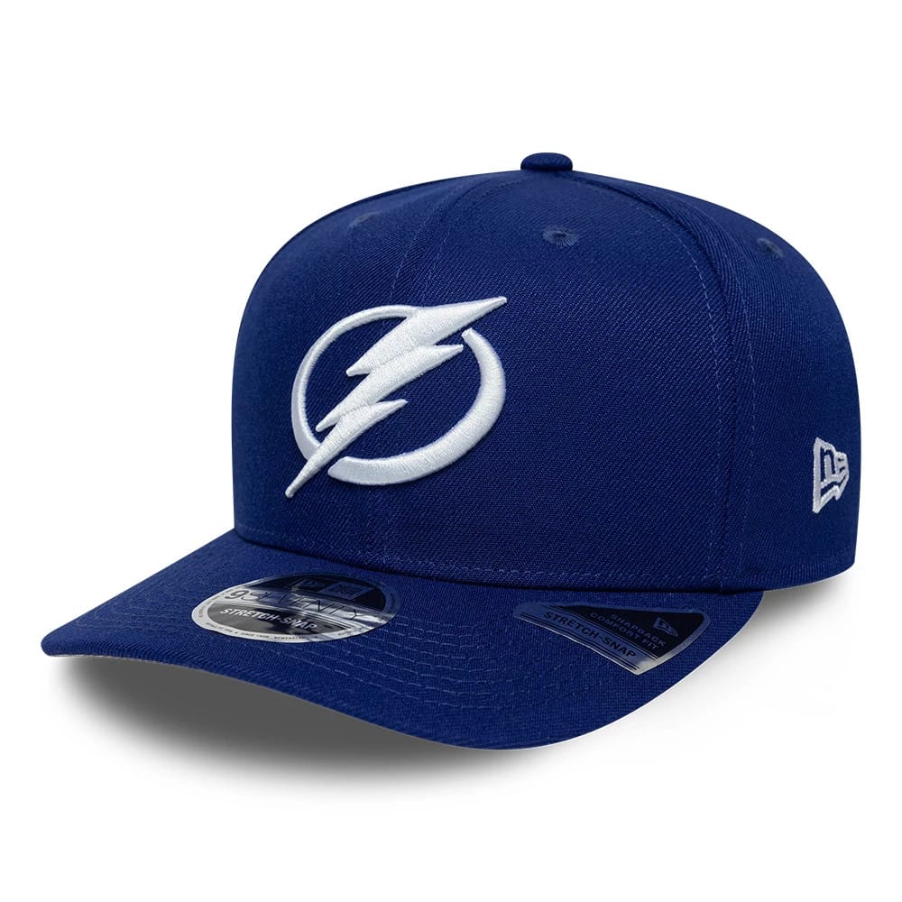 Pictured is this NHL Team Tampa Bay Lightning 9SEVENTY Stretch Snap cap in dark blue. 1