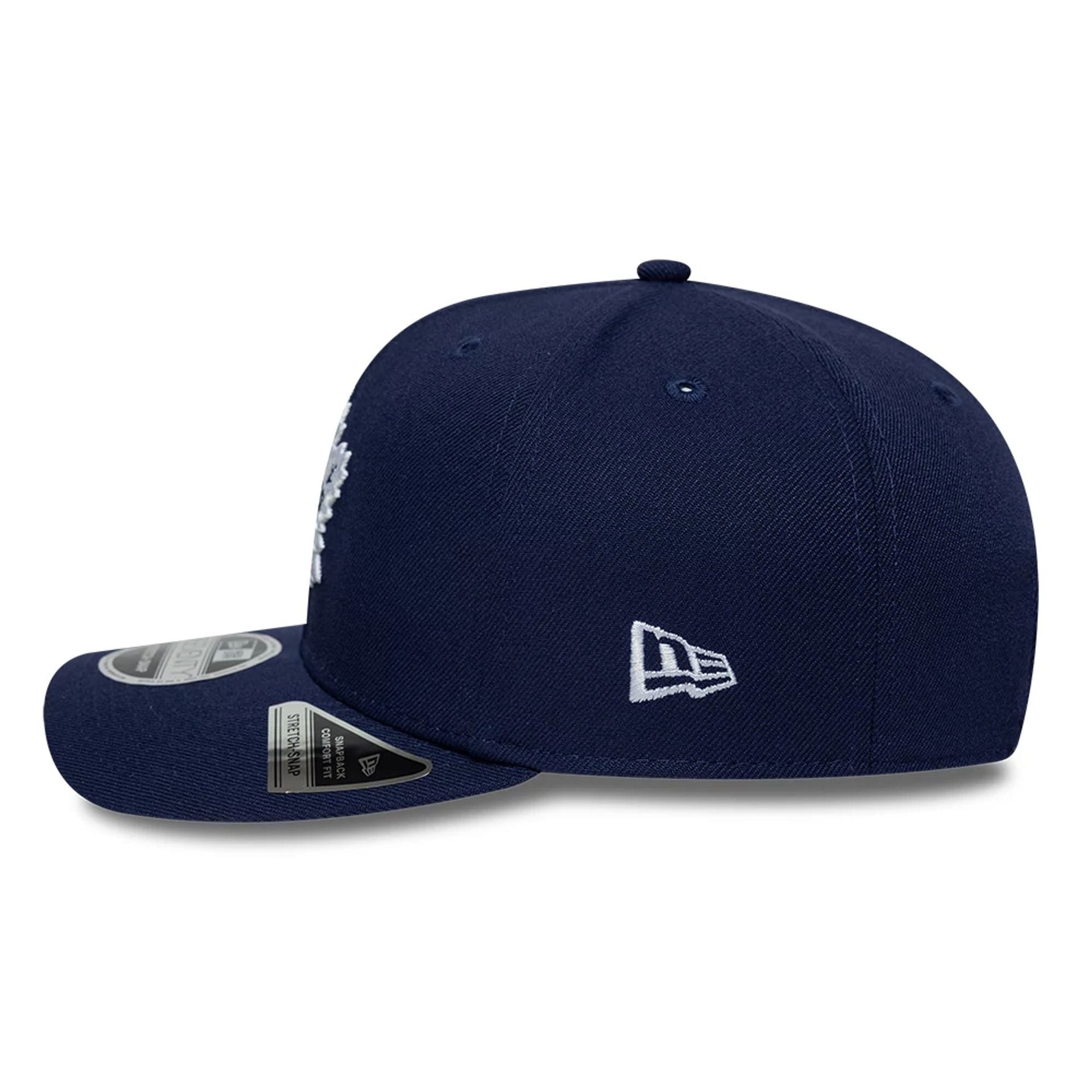 Pictured is this NHL Team Toronto Maple Leafs 9SEVENTY Stretch Snap cap in navy. 5