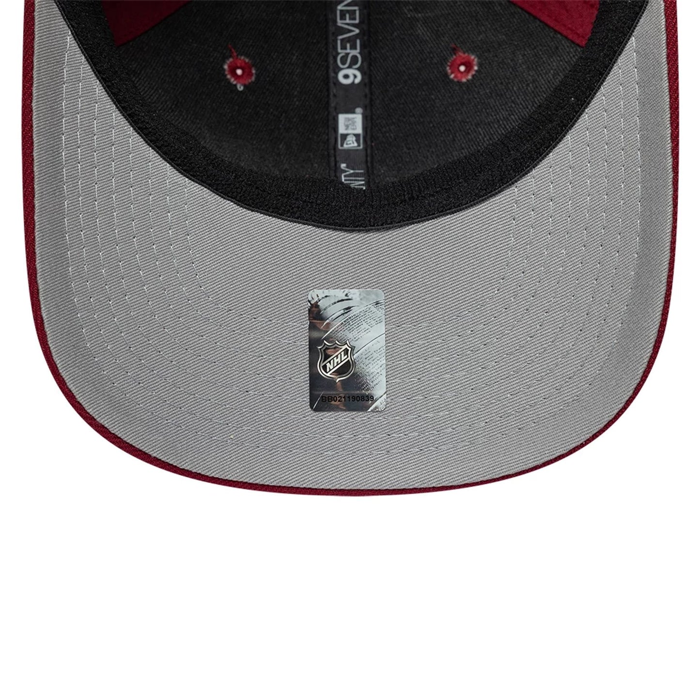 Pictured is this NHL Team Colorado Avalanche 9SEVENTY Stretch Snap cap in dark red. 2
