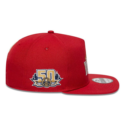 Pictured is this NBA Hardwood Classic Denver Nuggets 9FIFTY A-Frame Snapback cap in dark red. 7